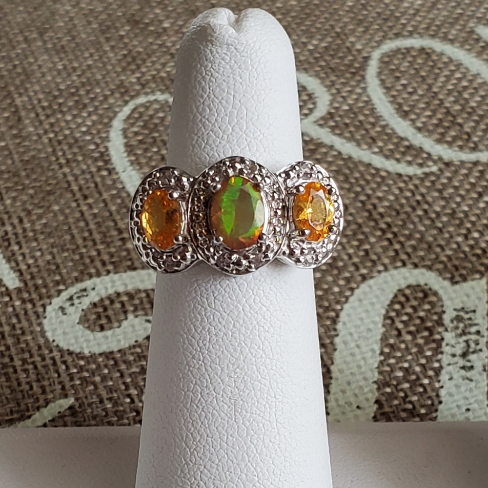 Ethiopian Fire Opal Citrine Ring - Picture 5 of 17